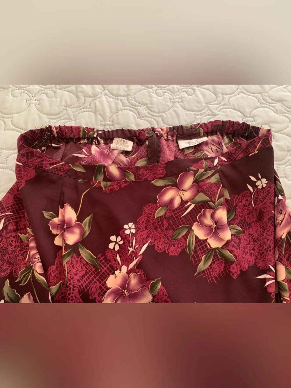 ⁠Vintage Kathie Lee Floral Maxi Skirt Plum Purple Plus Size 22W 90s Whimsygoth